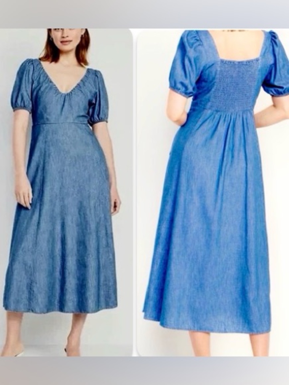 NWT Old Navy Fit and Flare Midi Short Puff Sleeve Dress MP